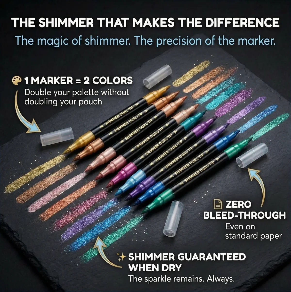 Duo Glitzer Acrylmarker – 2 Farben pro Stift