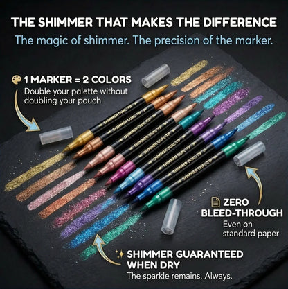 Duo Glitzer Acrylmarker – 2 Farben pro Stift